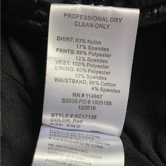 Revolution Dancewear 4 Piece Costume Black Vest Red Top Animal Print Pants Tie - Picture 11 of 16